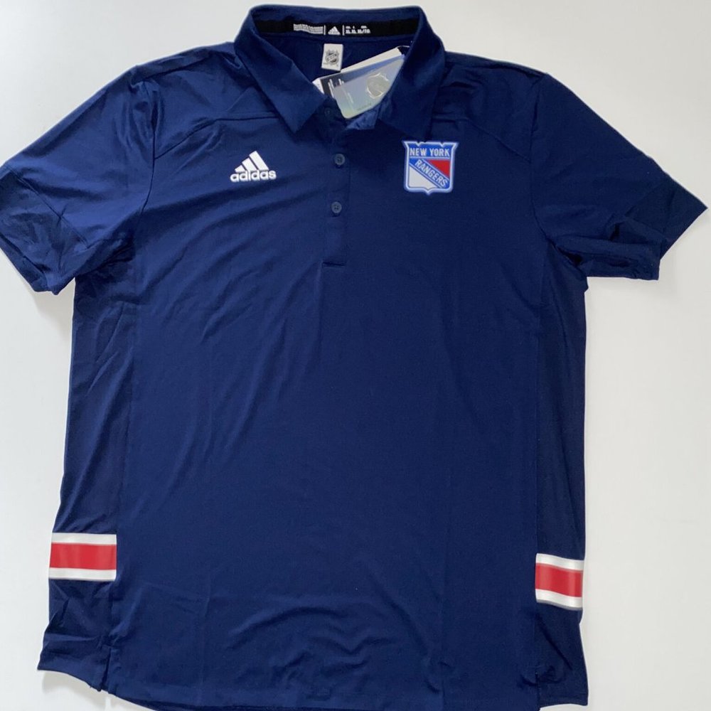 XL adidas New York Rangers NHL Hockey Polo Blue men's NWT $75